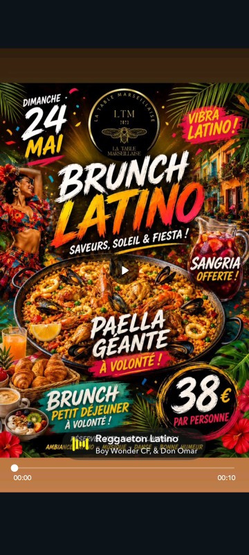 brunch paella géante à volonté dans notre restaurant à Marseille le 24 mai 2026