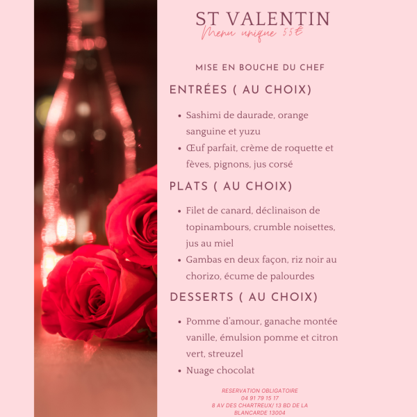 Ou passer la St Valentin au  chartreux 13004?